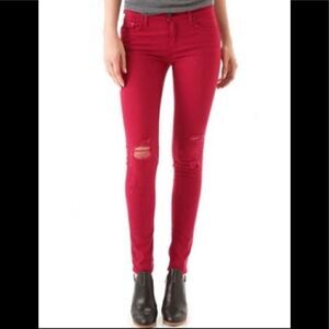 Rag & Bone red distressed skinny jeans sz 28
